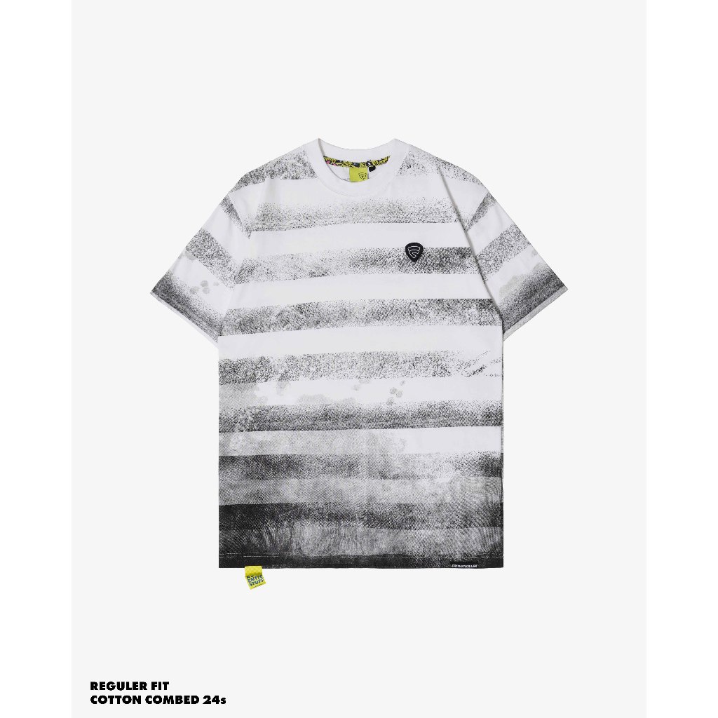 KAOS PRIA WANITA KATUN COMBED 30s MOTIF STRIPE REGULAR FIT PUTIH ORIGINAL FRIDAY KILLER | OG SPLATS 