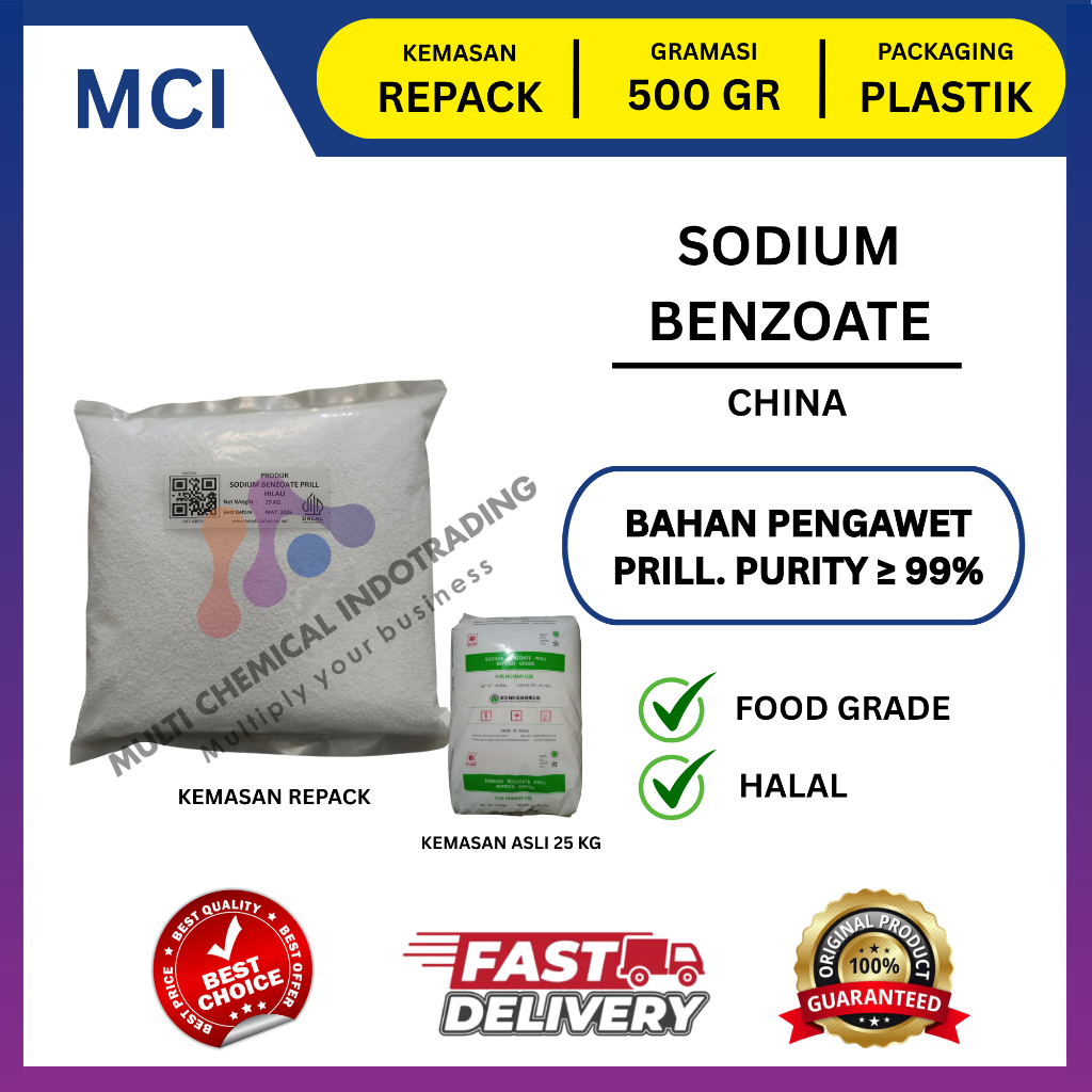 SODIUM BENZOATE BENZOAT WUHAN PRILL HIJAU - 500 GR