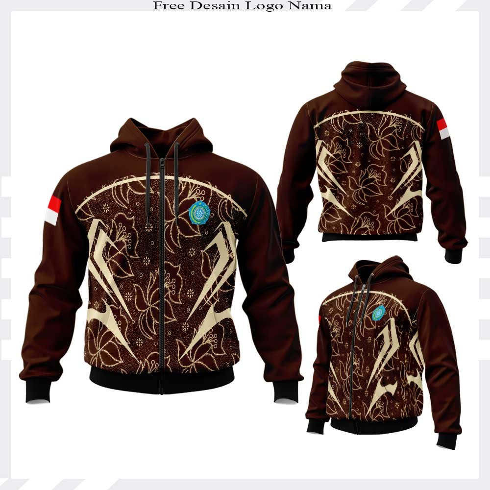 Jaket Pria PKK Pemberdayaan Kesejahteraan Keluarga Nasional Hoodie Resleting Fullprintiing