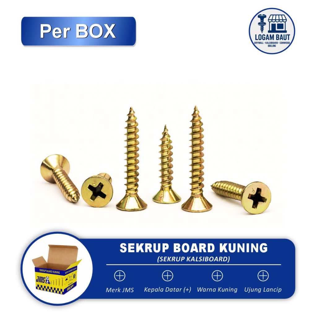 Sekrup Board Kuning (Sekrup Kalsiboard) - Logam Baut