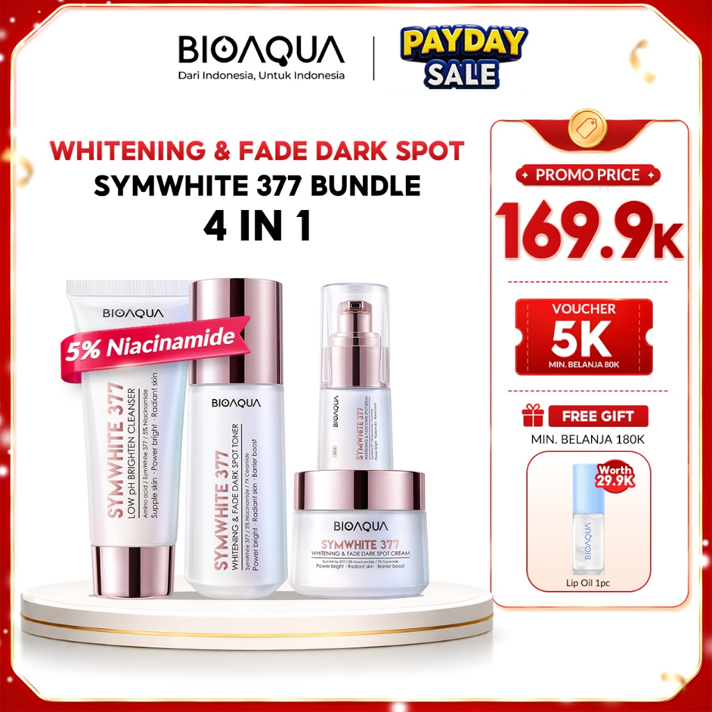 BIOAQUA SymWhite 377 Whitening & Fade Dark Spot Skincare 1 Set Lengkap BPOM Basic Skincare Paket