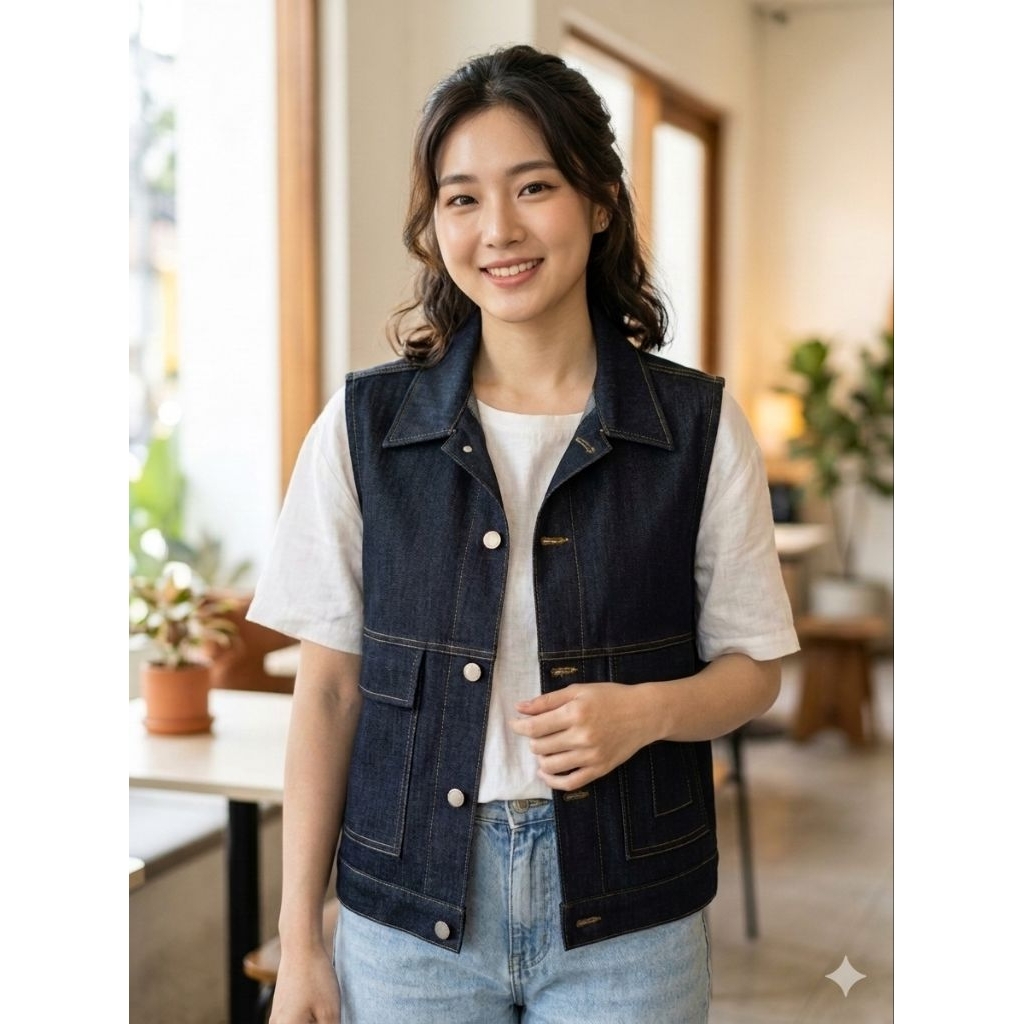 Ayesa - Charlotte Outer Vest Denim Pria Wanita