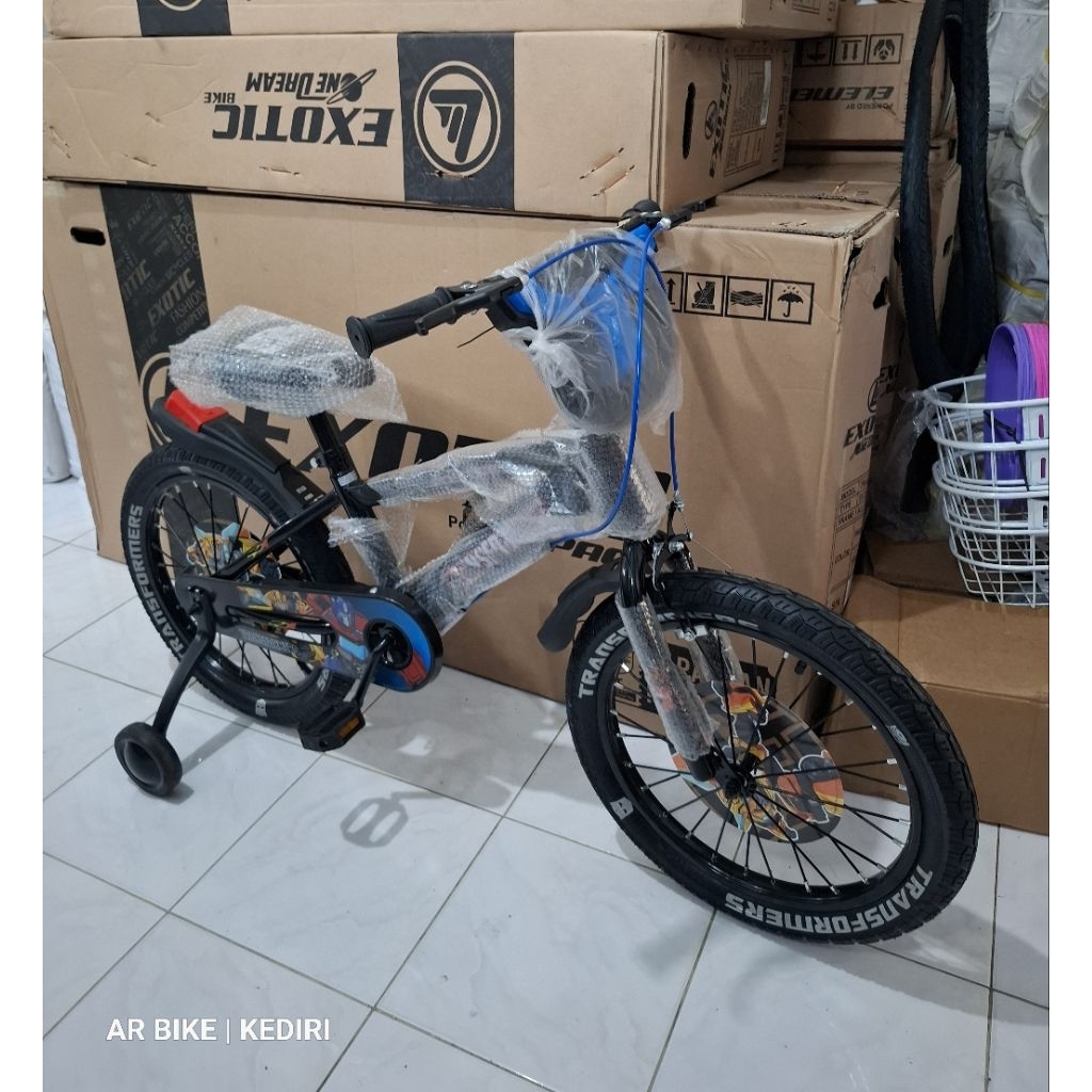 BMX 18 TRANSFORMERS FOSTER Sepeda Anak Laki Musik Ban Jumbo Roda Samping