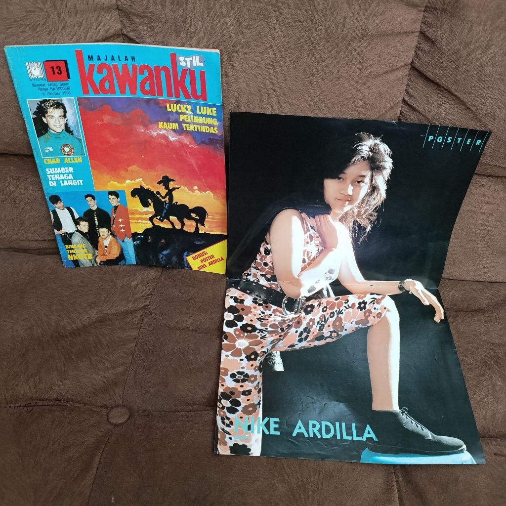 majalah kawanku tahun 1990 - majalah kawanku lawas plus poster besar nike ardilla original