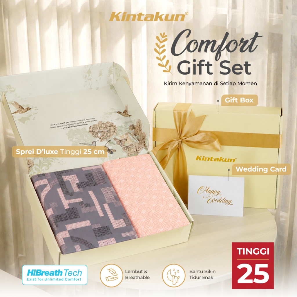 Kintakun Hampers Wedding Sprei Set 160 x 200/180 x 200 Tinggi 25 cm Hadiah Pernikahan Multivarian
