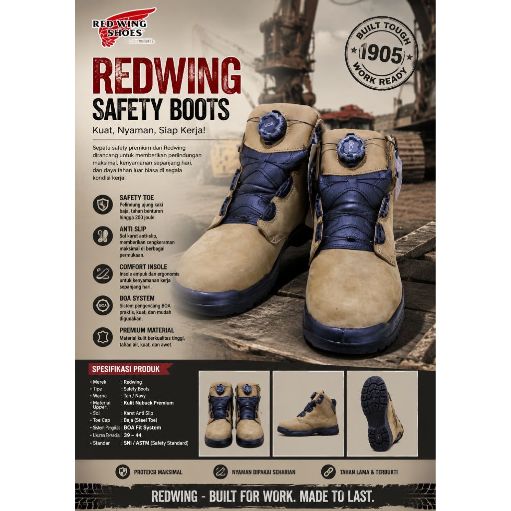 SEPATU SAFETY REDWINGS 4216 Size - 43,5