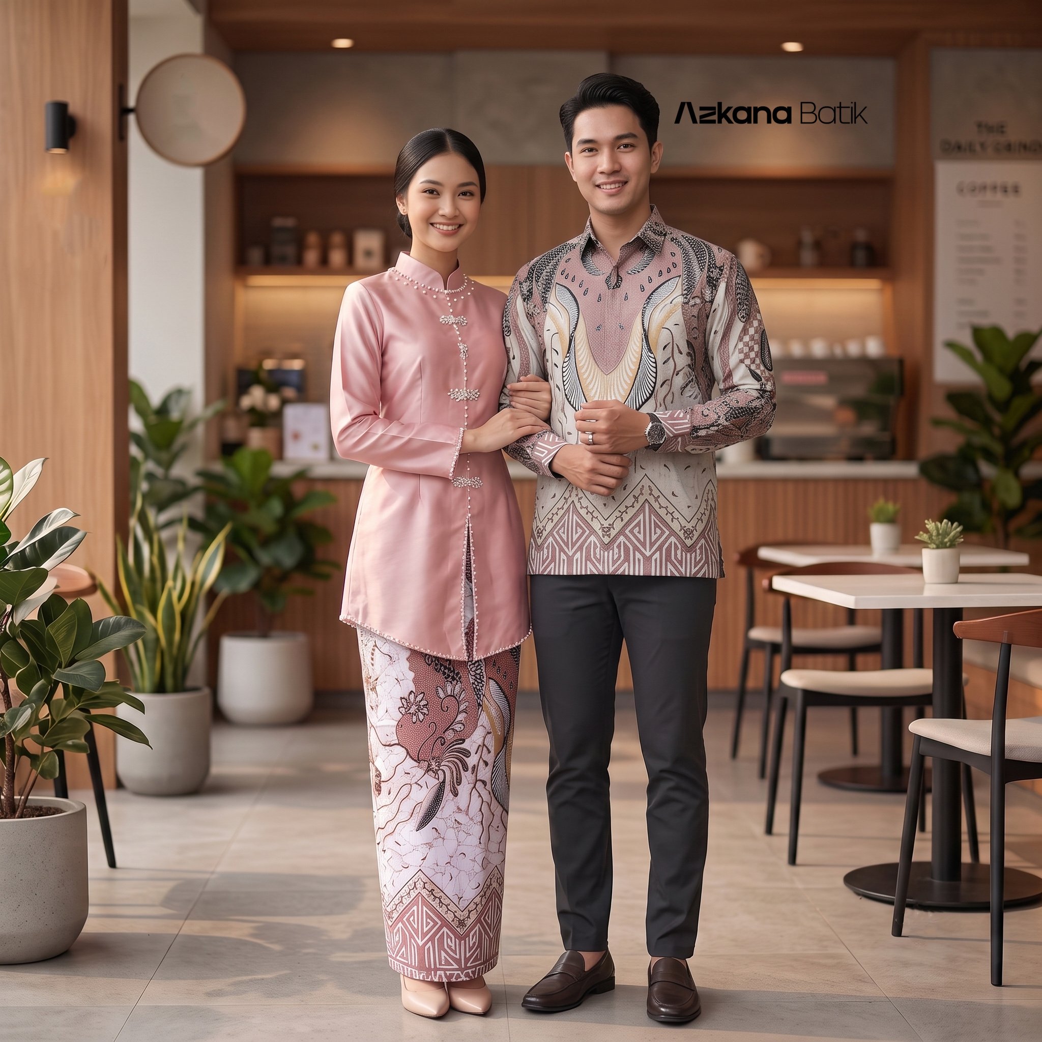 Azkana Batik - Batik Couple Kebaya Kurung Melayu Modern Baju Pesta Kondangan Nikahan Model Terbaru 2