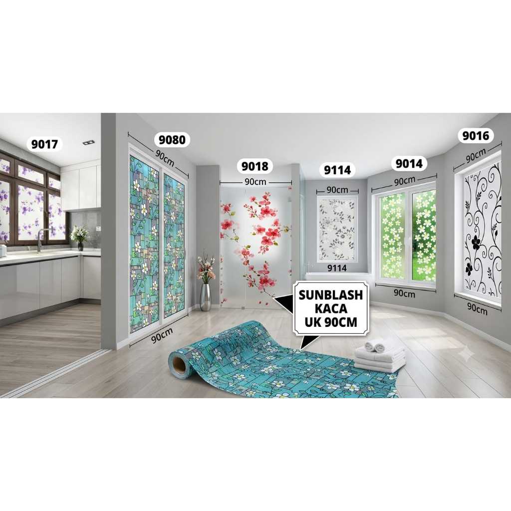 STIKER KACA LEBAR 90CM WALPAPER FILM DEKORASI PINTU RUMAH JENDELA KAMAR MANDI SUNBLAST KACA  WALLSTI