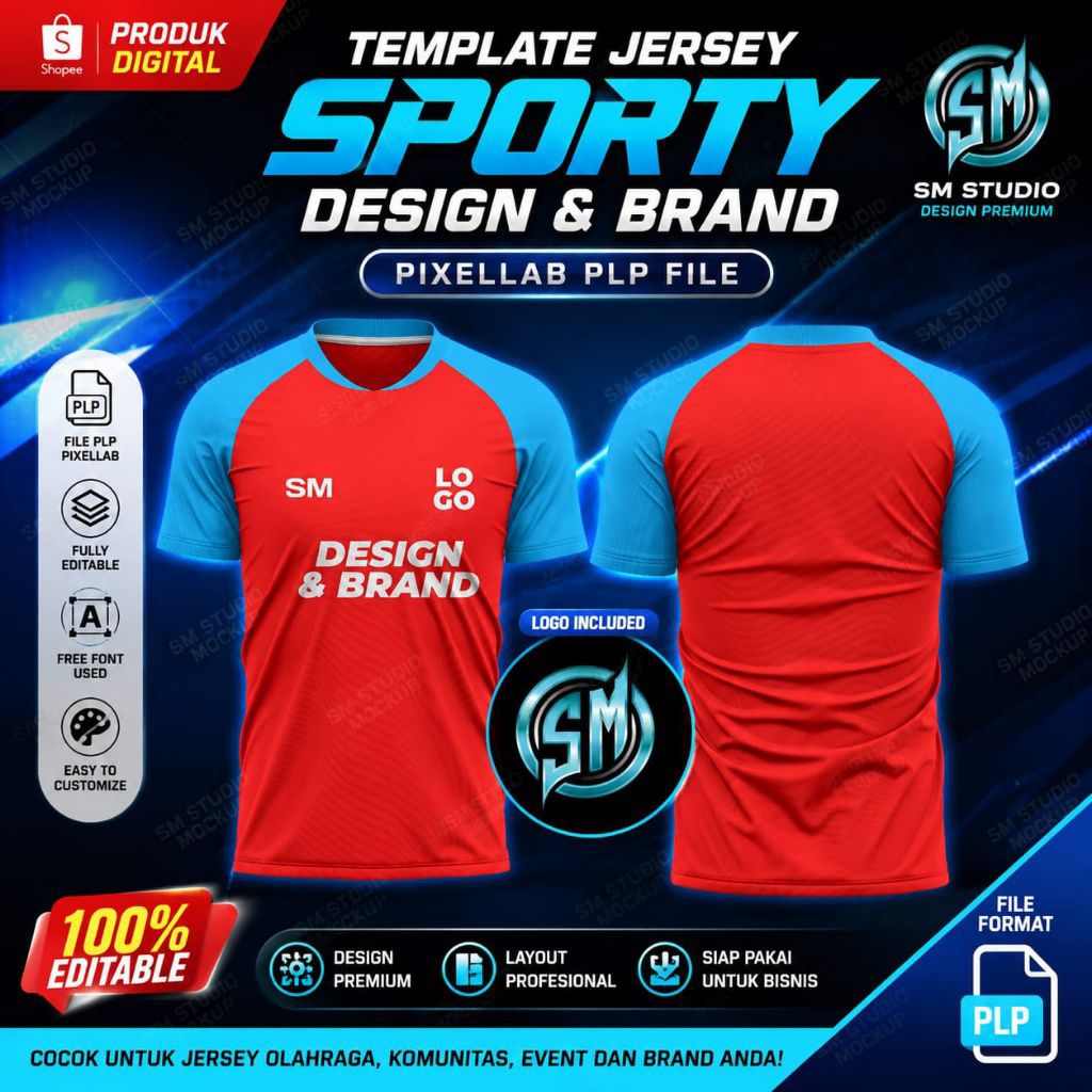 Mockup Jersey Kerah V Lancip - File Pixellab
