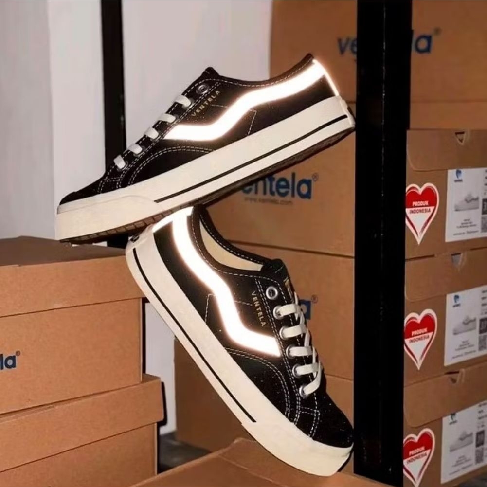 Promo sepatu ventela new public low black natural sneakers nyala pria wanita termurah