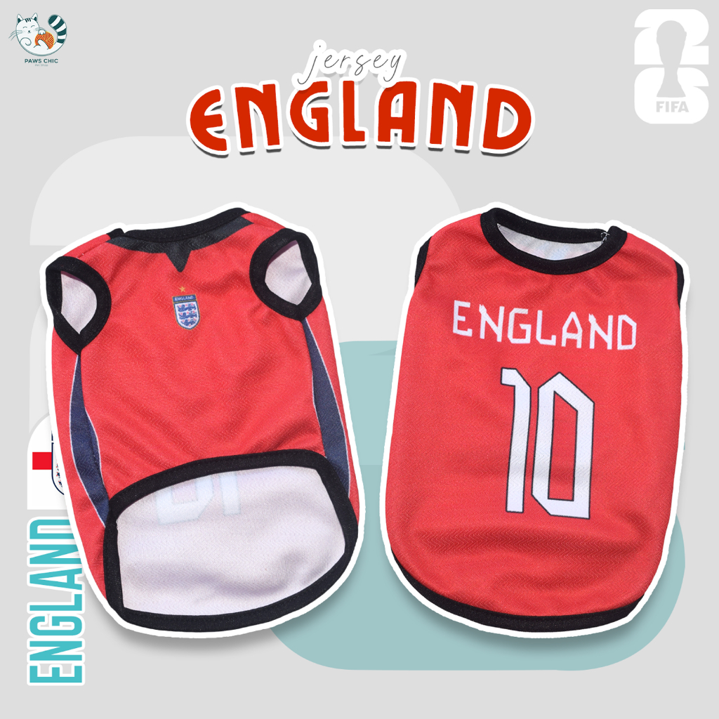 Baju Kucing Anjing Size Jumbo Jersey England Away Inggris Merah Piala Dunia Untuk Kucing Anjing Mony