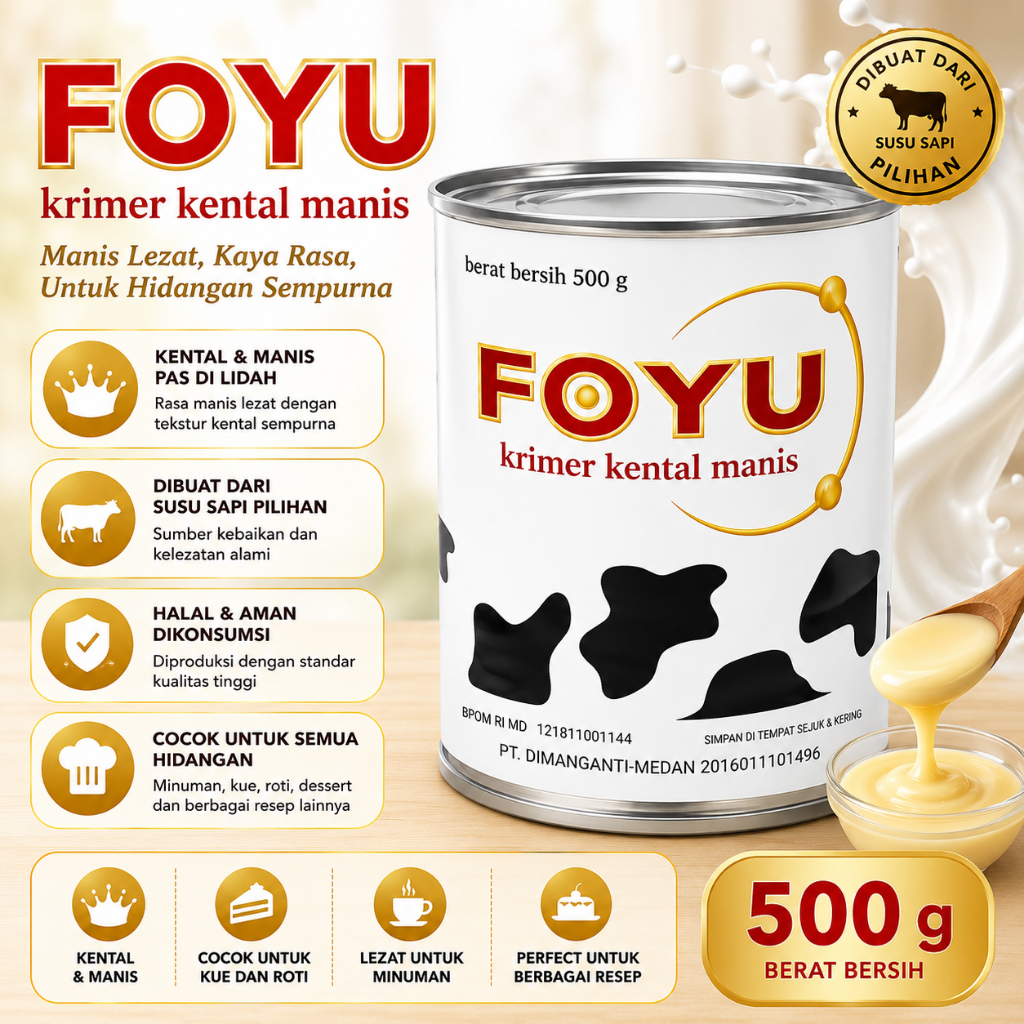 FOYU Krimer Kental Manis Kaleng 500g - Krimer Kental Manis Original