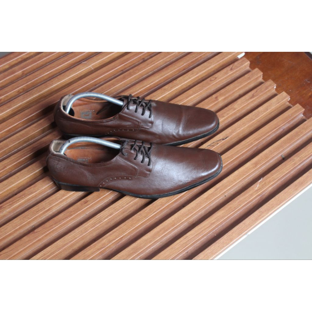 Sepatu pantopel oxford formal necis kulit mantul lembut"Mr. Leo" upper kulit asli kilat.outsole koko