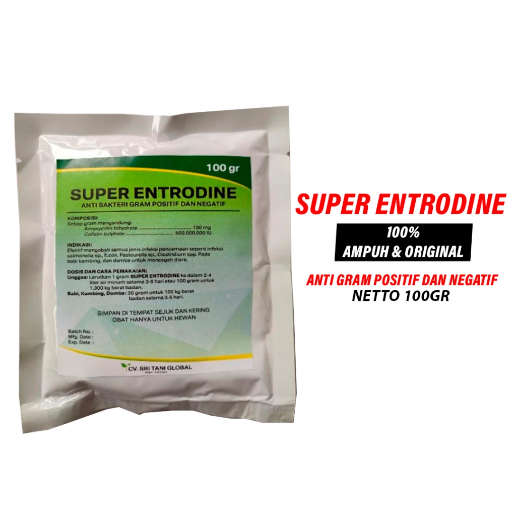 Obat Mencret Ternak - Super Enterodine 100 gr - Obat Mencret Ayam - Obat Mencret Kambing - ObaT