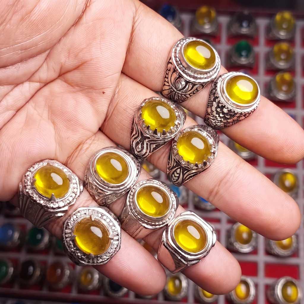Cincin batu golden citrine kunyit dim 12mm