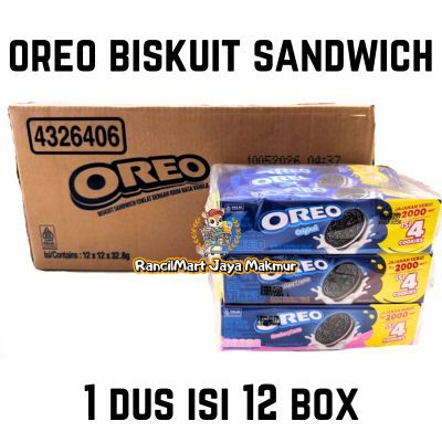 [ Dus Isi 12 Box ] Oreo Biskuit Sandwich Isi 4 Cookies Original Chocolate Strawberry | Eceran 2000 |