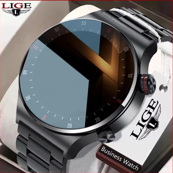 LIGE BW0382 Jam Tangan Pintar Pria Panggilan Bluetooth Sentuh Penuh Jam Tangan Olahraga EKG Pelacak 