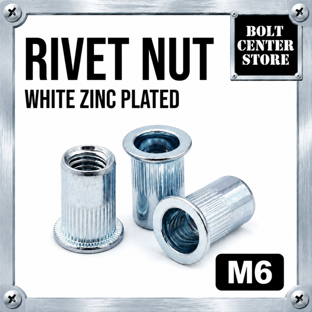 Rivet Nut Putih M6 / Insert Nut M6 / Mur Rivet M6 / Mur Furniture M6