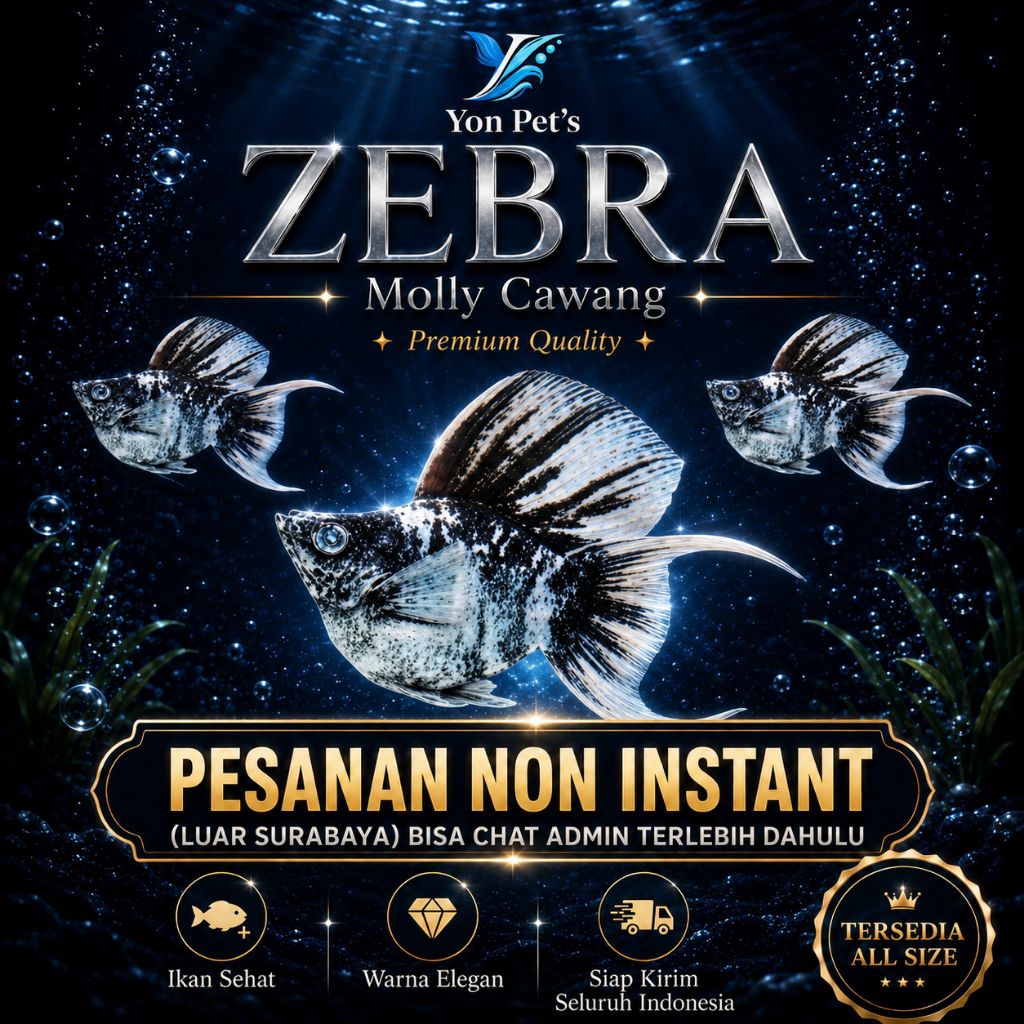 Ikan Hias Molly Balon Cawang Zebra, Molly Zebra - Size Indukan