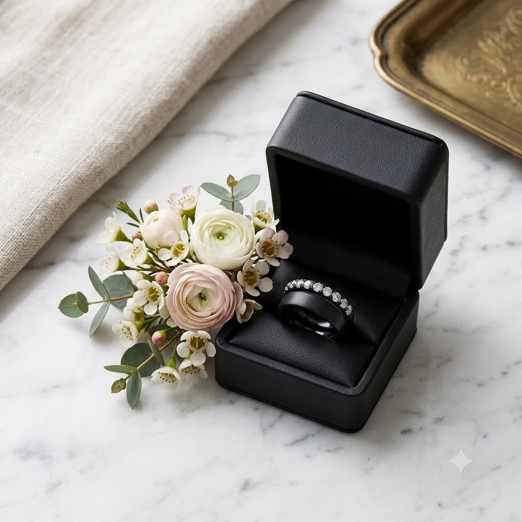 cincin nikah couple rustik hitam cincin perak hitam rhodium