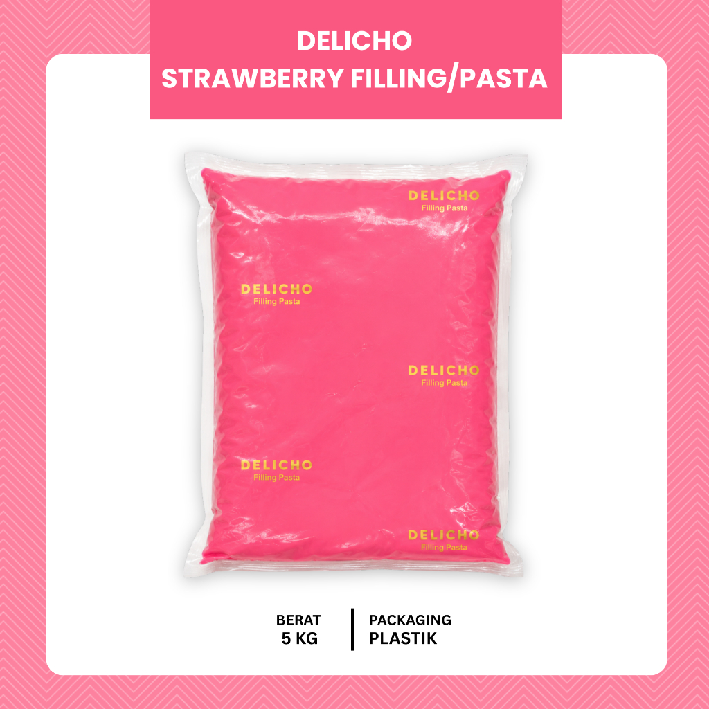 Delicho Filling Pasta Strawberry 5KG Original | Isian Rasa Strawberry | Isian Roti, Bomboloni, Baker