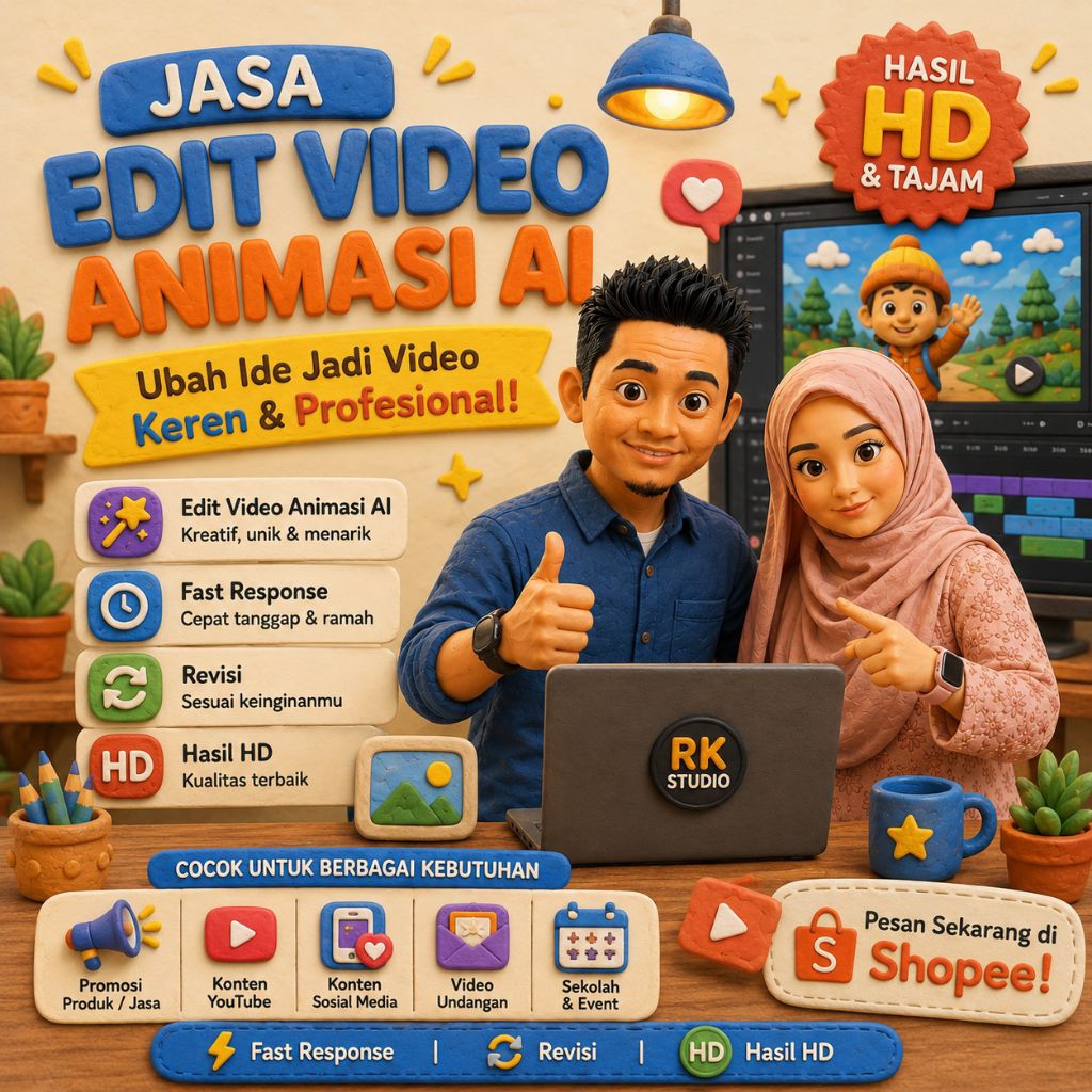 Jasa Edit Video Animasi AI | Promosi Produk | Media Sosial | Affiliate | UMKM