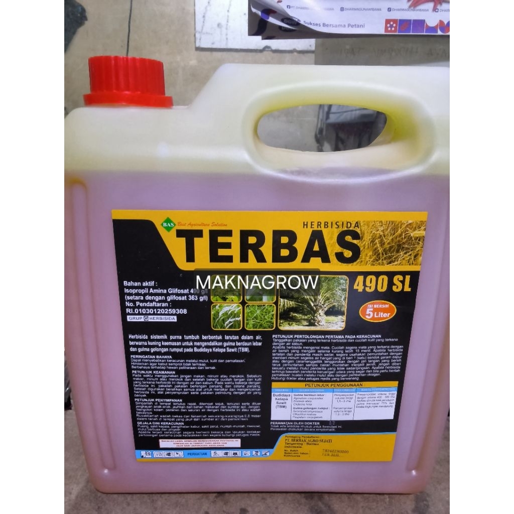 Herbisida sistemik TERBAS 490 SL Racun rumput 5 liter