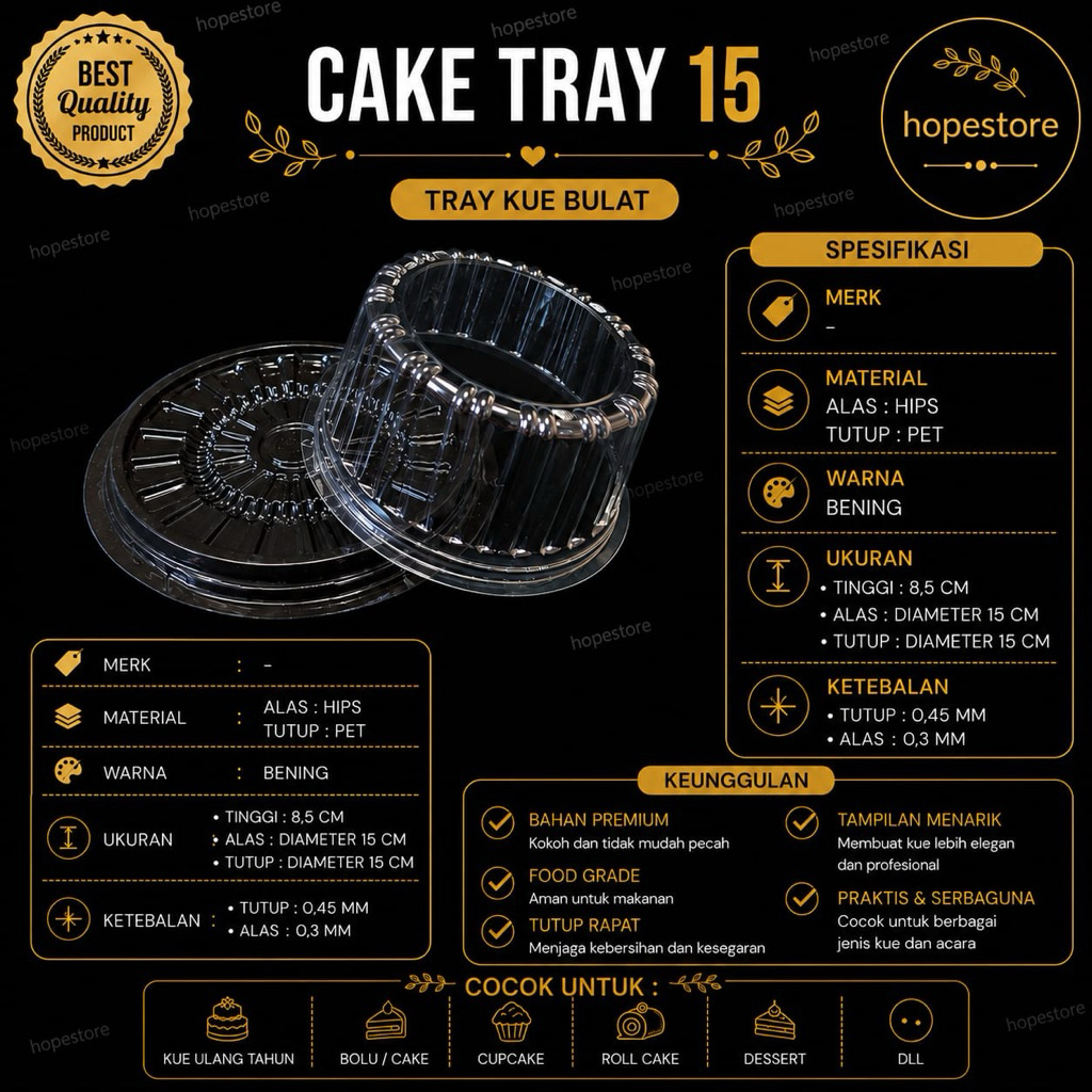 MIKA TUMPENG MINI 15CM / TEMPAT TUMPENG / MIKA KUE TART BULAT / TART MINI/ MIKA TUMINI D 15 / MITA T