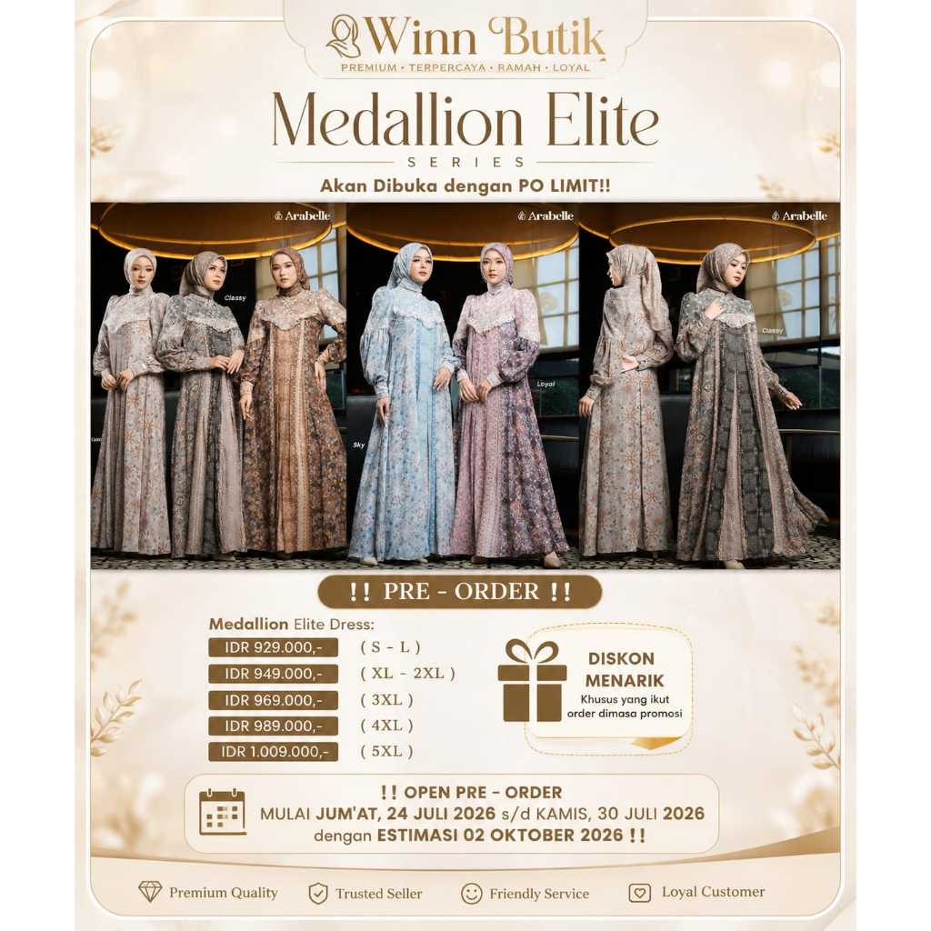ARABELLE SCARF OFFICIAL/MEDALLION  ELITE SERIES/GAMIS TERBARU ARABELLE 2026/GAMIS MEWAH PREMIUM