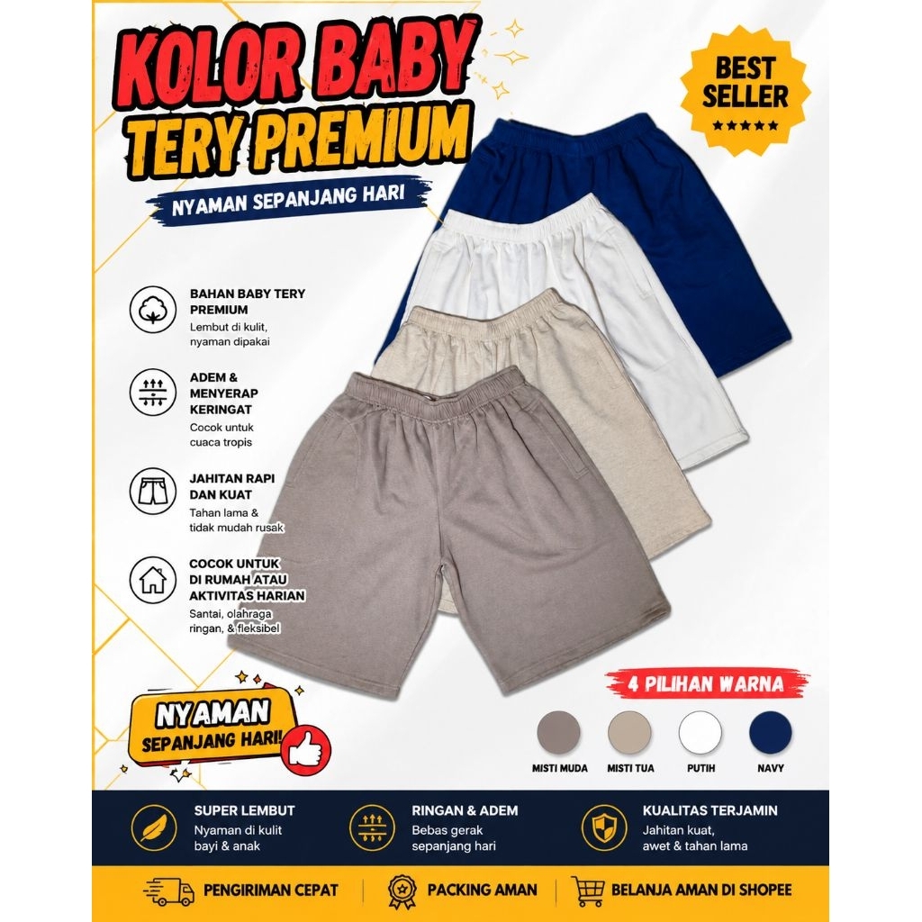 Celana Rumah Pria Baby Terry | Celana Pendek Santai Harian