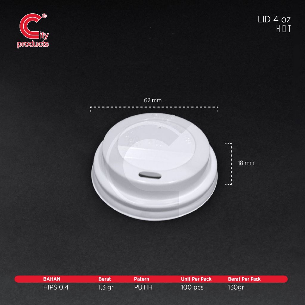 Tutup Cup 4 oz Hot Putih / Lid Cup 4 oz Hot Putih