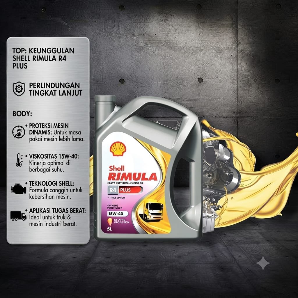 OLI SHELL Rimula R4 Plus R4 X 15W-40 Galon