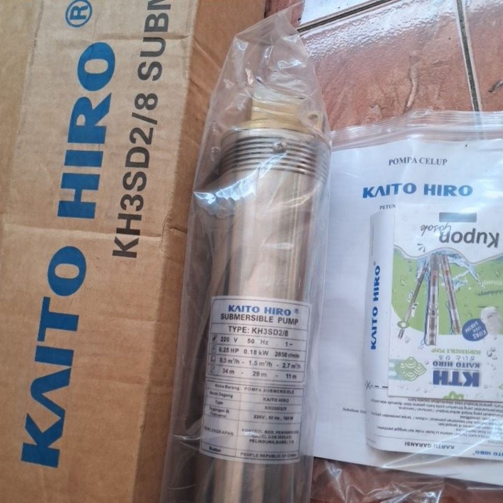 Pompa Satelit Submersible Kaito Hiro 3" 0,25 HP Tanpa Kabel