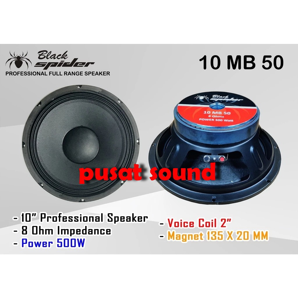 Speaker 10 inch Black Spider 10 MB 50 Full Range Mid Low BS 10MB50 Blackspider 10 MB 50 BS10MB50
