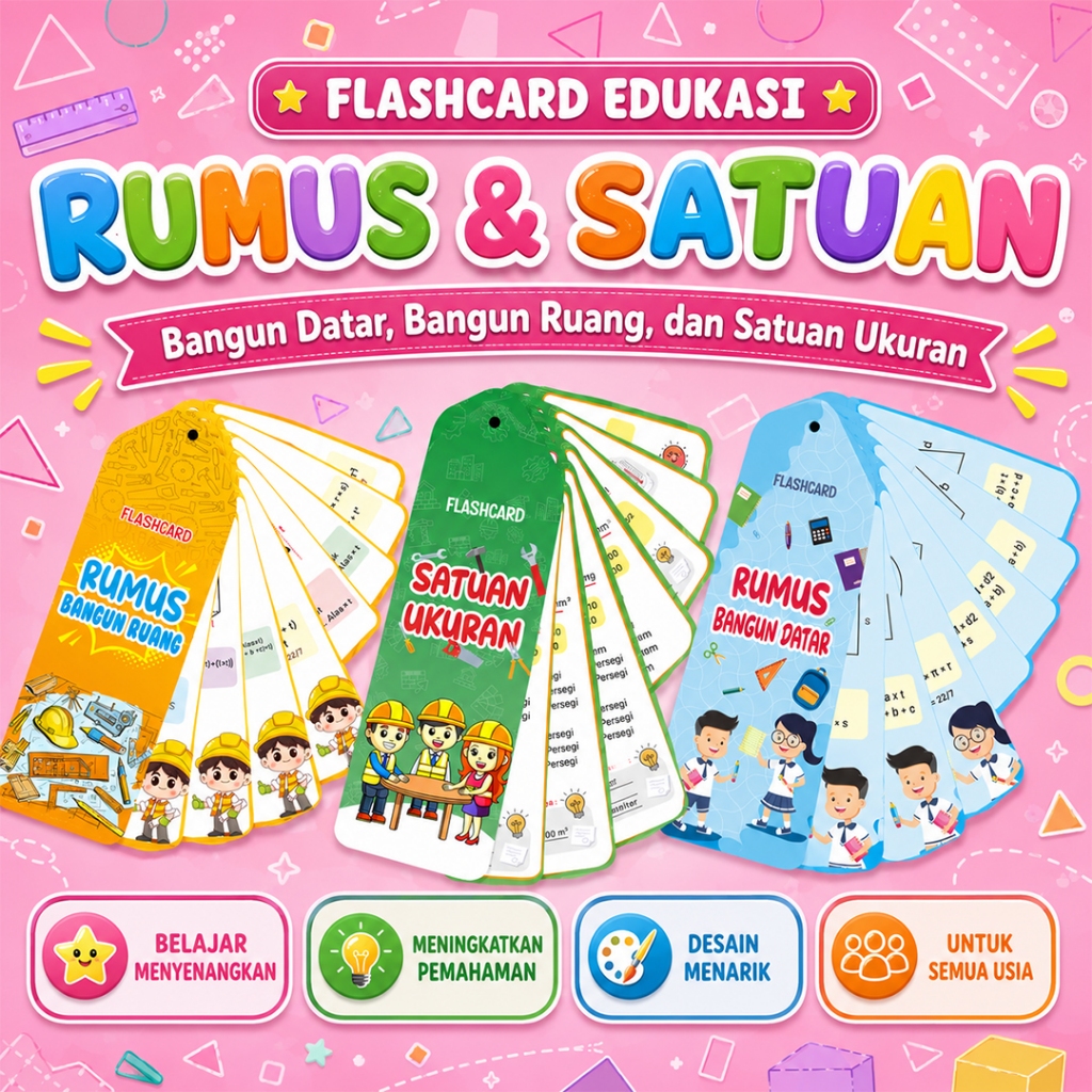 FLASHCARD MATEMATIKA ~ Rumus Bangun Datar - Rumus Bangun Ruang - Satuan & Ukuran ~