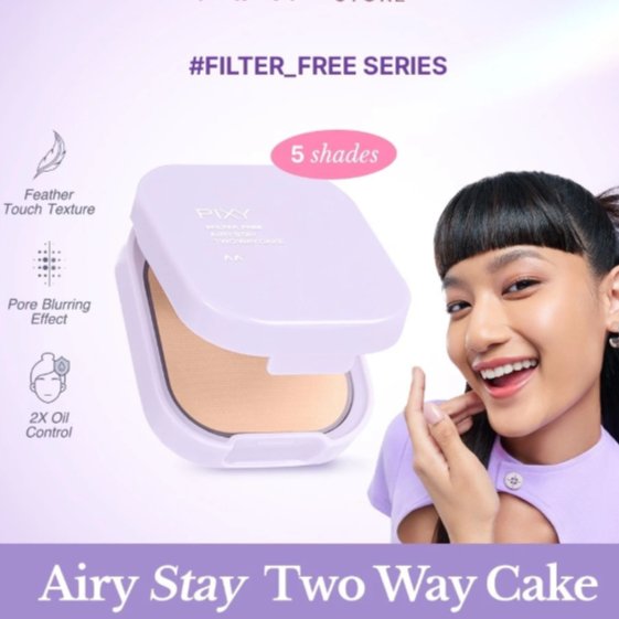 [100%ORIGINAL] Pixy Airy Stay Two Way Cake - Bedak Padat dengan Tekstur Ringan, Perlindungan UVA/UVB