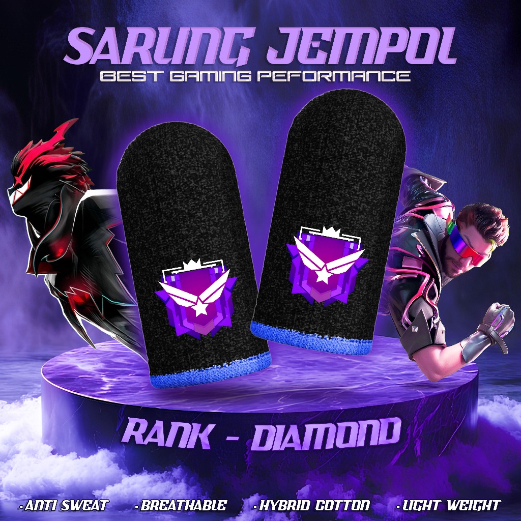 Sarung Jempol Gaming Rank DIAMOND FF Esport Game FF Mobile Legends Responsive Premium Professional