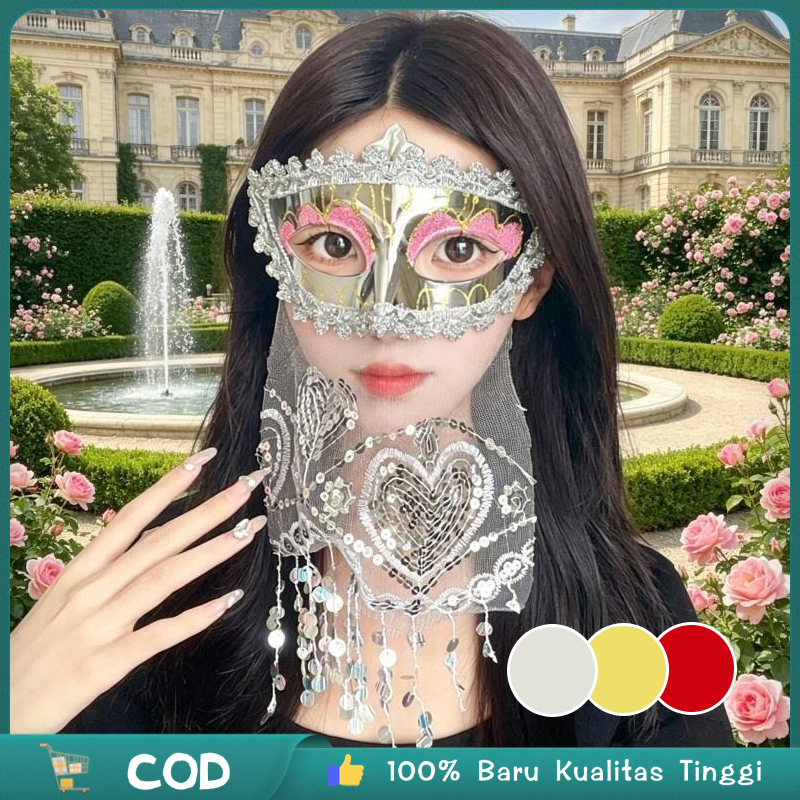 Topeng Wajah Wanita Seluruh Wajah Payet Topeng Masquerade Wanita Topeng Pesta Party Topeng Wanita Ca