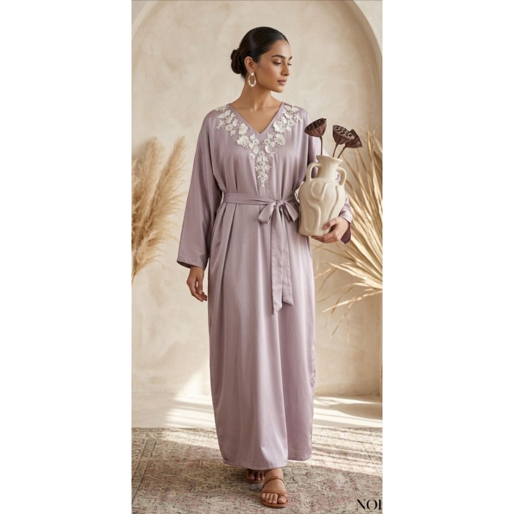Muslim Wanita Kaftan Soft Lilac