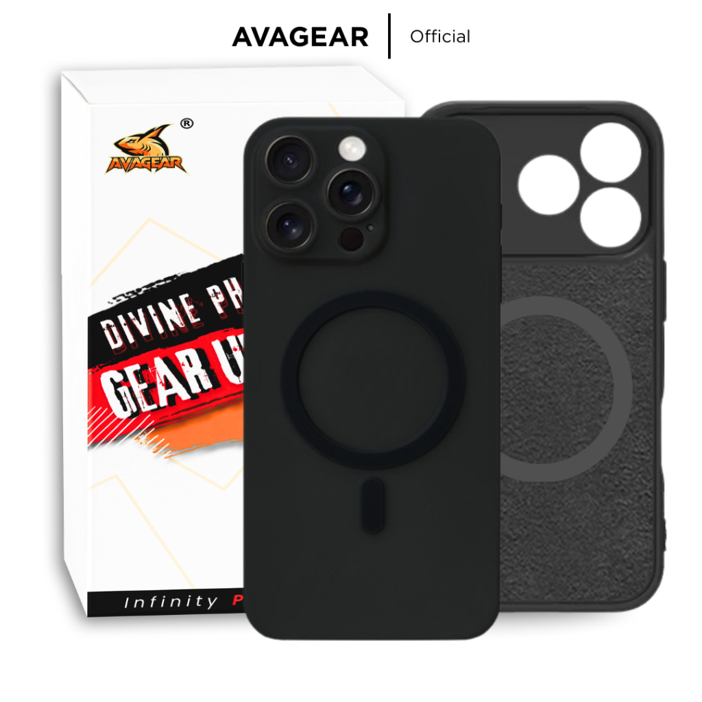 Avagear Ultrathin Black Night Slim Fit Magnetic Case Protect Camera Magsafe Softcase for iPhone 13 P
