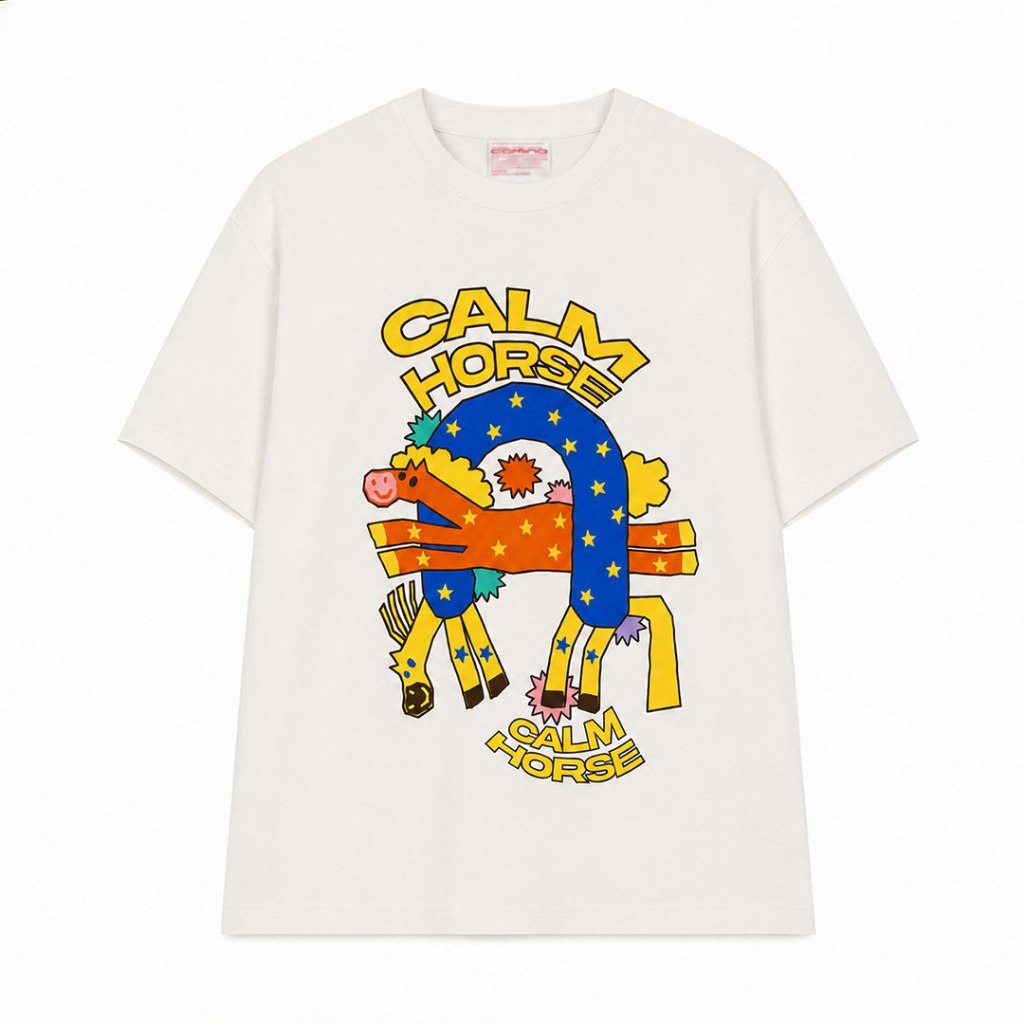 Kaos CALM MIND MONSTER CALM HORSE WHITE TSHIRT 100% ORIGINAL