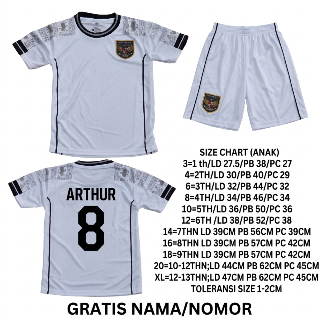 jersey timnas Indonesia hitam/baju romeny timnas indonesia usia 7-12thn