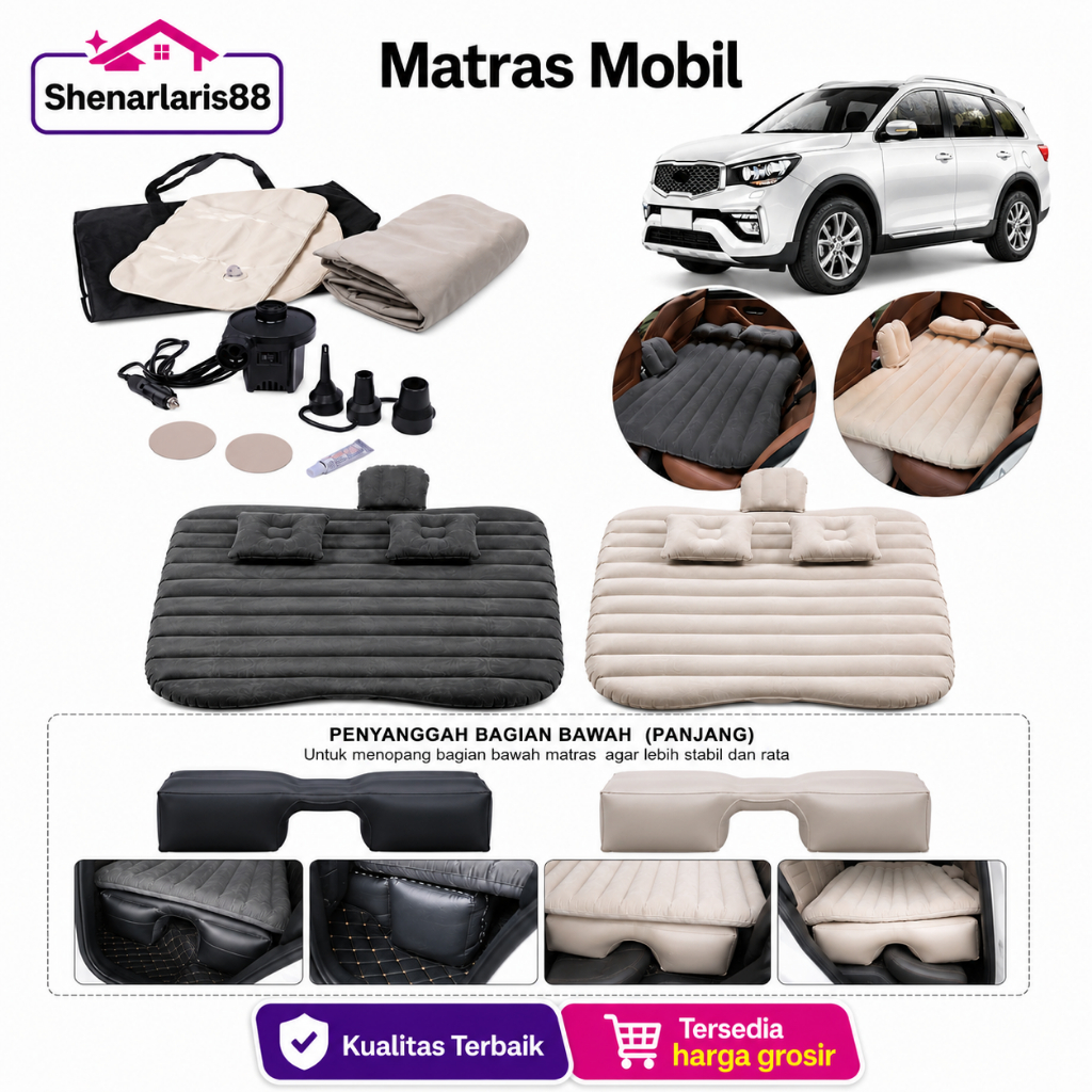 Matras Mobil Shenar&Gm Untuk Mobil Besar&Kecil Free Pompa Matras Kasur Mobil