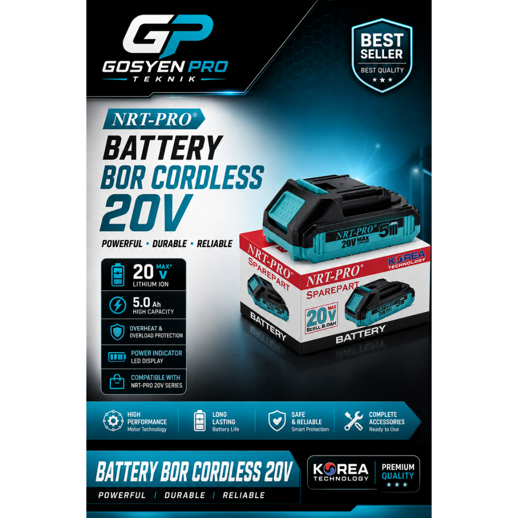 BATTERY BOR CORDLESS 20 V / BATERAI BOR 20 VOLT NRT-PRO