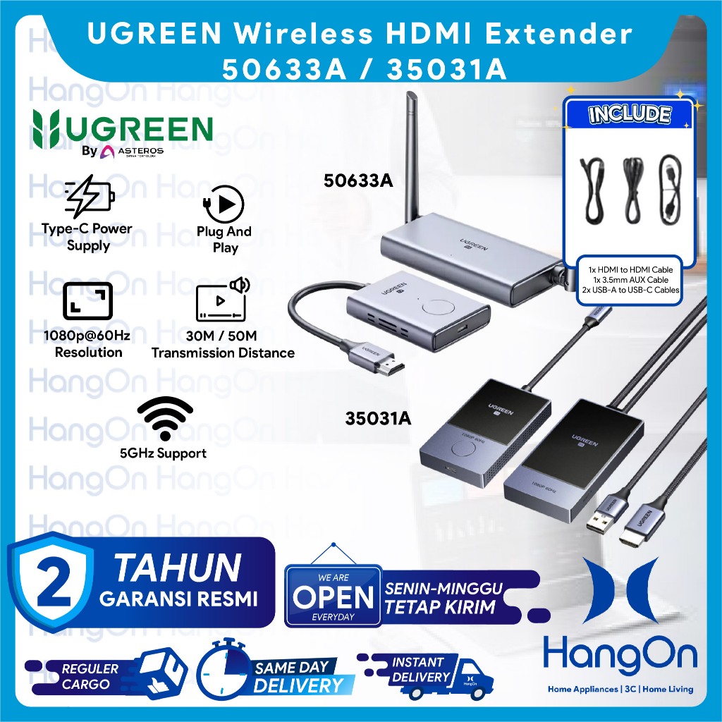 UGREEN 50633A / 35031A Wireless HDMI Extender Video Transmitter Receiver Extender Display TV HD Reso