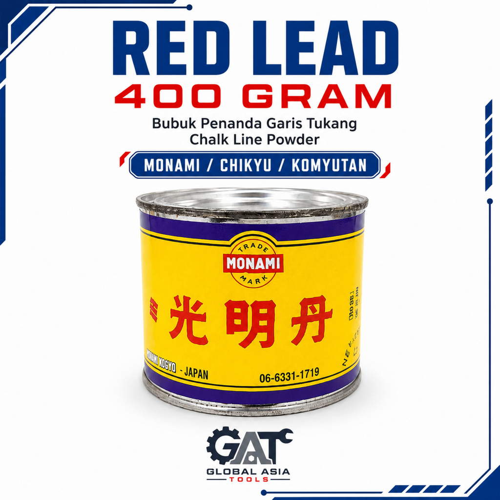 Red Lead 400 Gram Monami / Chikyu / Komyutan Bubuk Kapur Tukang Chalk Line Powder