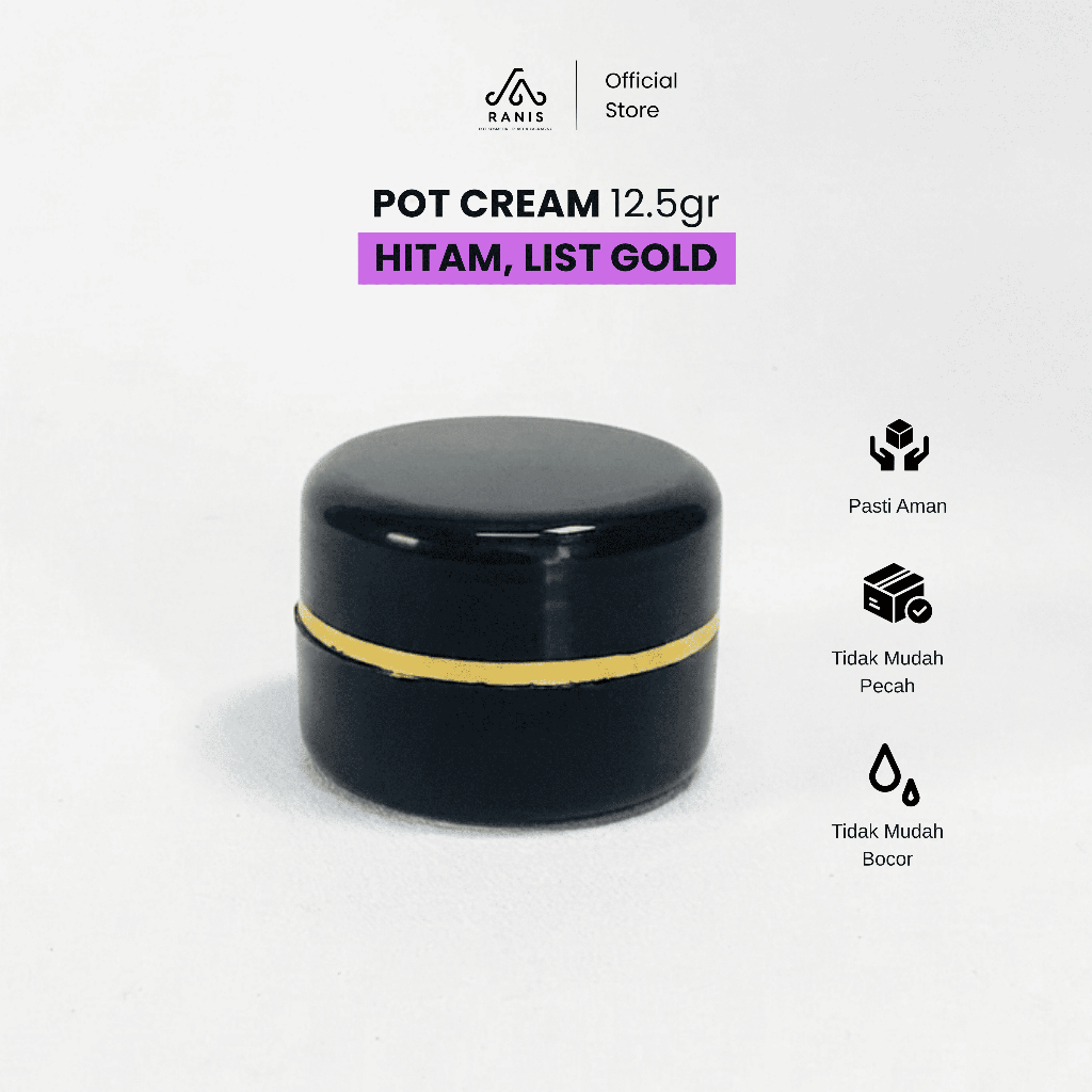 Pot cream 12.5gr Hitam List gold