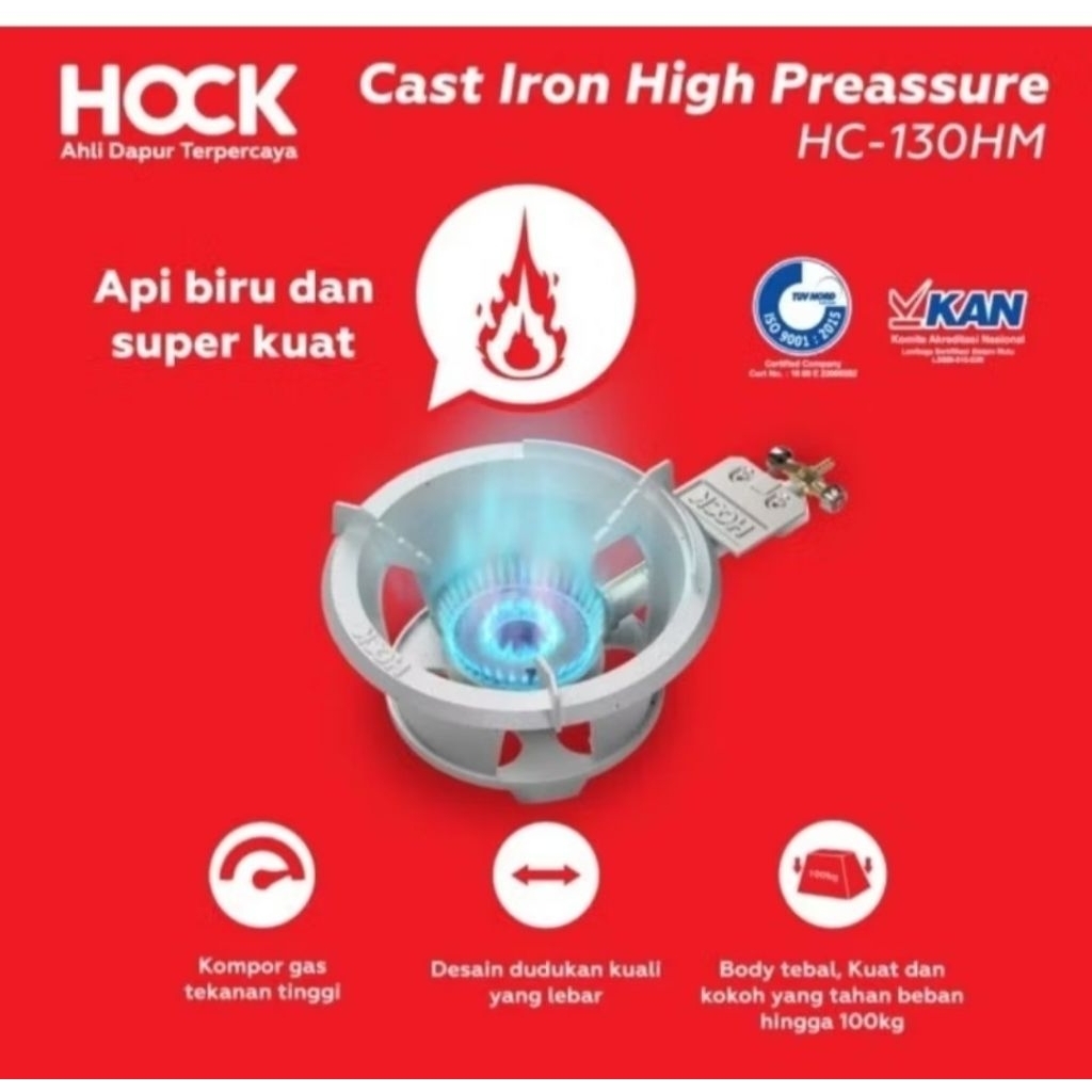 HOCK : HC-130HM KOMPOR GAS 1 TUNGKU TEKANAN TINGGI  CAST IRON HIGH PRESSURE HC 130 HM PEMANTIK MANUA