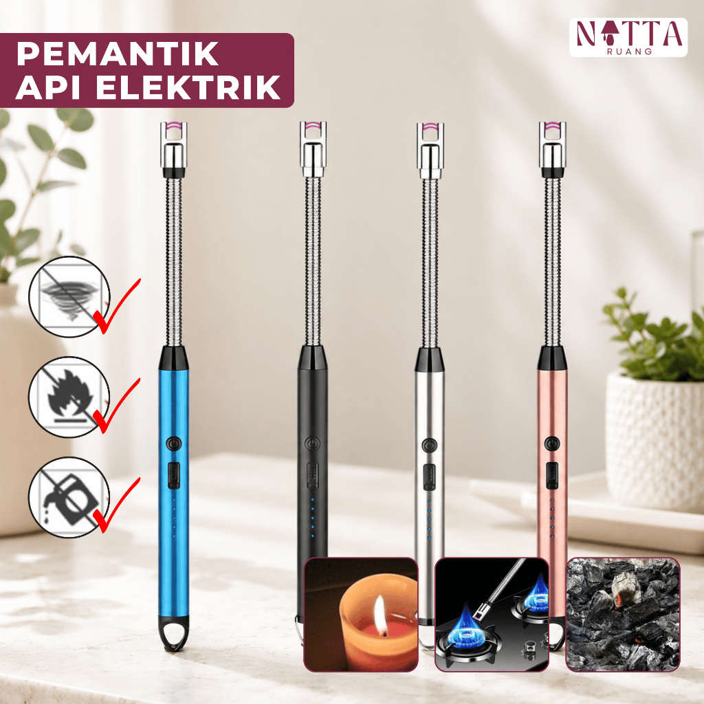 Pemantik Api Elektrik USB Rechargeable Pemantik Api Kompor Gas Pemantik Kompor Portable Korek Kompor