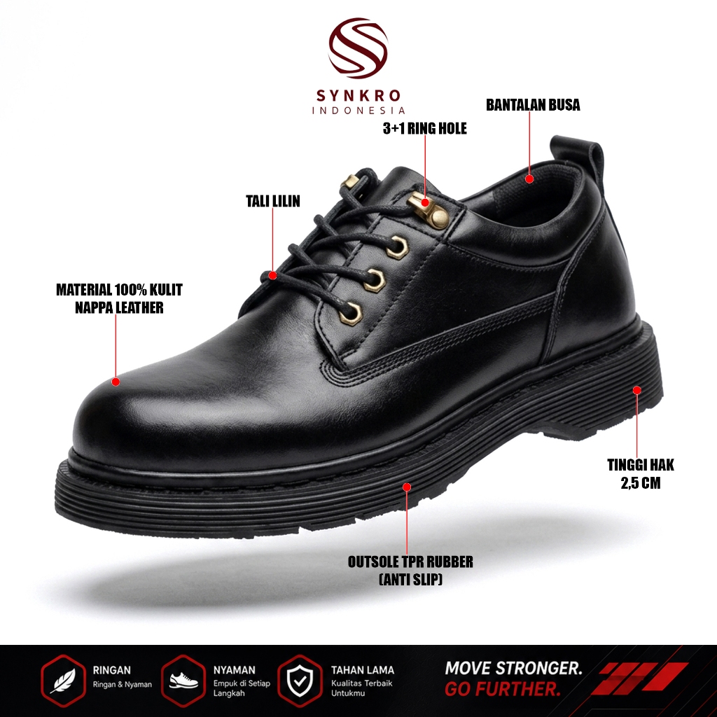 39-44 Synkro BUANA - Sepatu Oxford Pria Formal Kulit